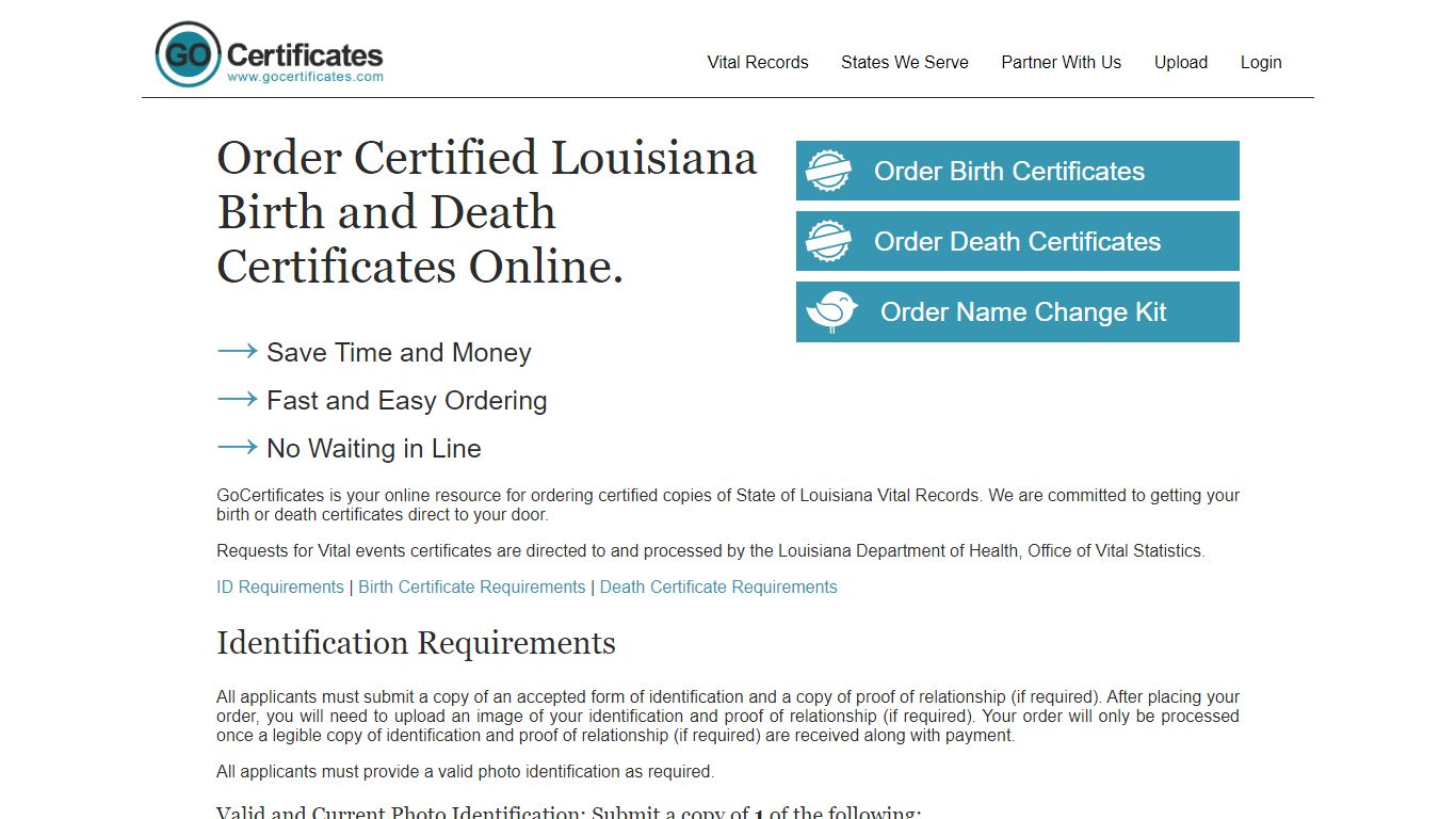 Order Certified Louisiana Birth and Death Certificates Online.